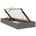 vidaXL Úložná posteľ s čelnou doskou Tmavosivá 200 x 200 cm Látka