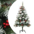 vidaXL Umelý výklopný vianočný stromček so šiškami a bobuľami 150 cm
