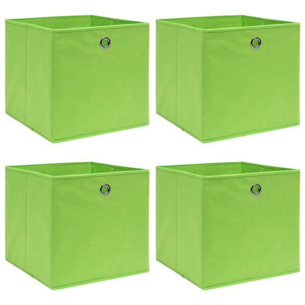 vidaXL Úložné boxy 4 ks, zelené 32x32x32 cm, látka