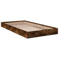 vidaXL Posteľný rám bez matraca dymový dub 100x200 cm kompozitné drevo