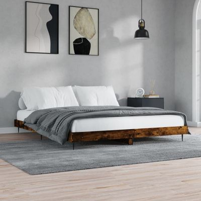 vidaXL Posteľný rám bez matraca dymový dub 120x200 cm kompozitné drevo