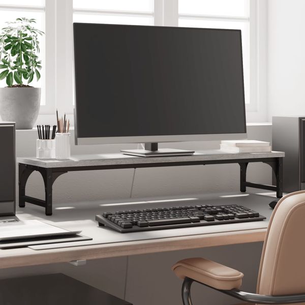 vidaXL Stojan na monitor sivý sonoma 85x23x15,5 cm kompozitné drevo