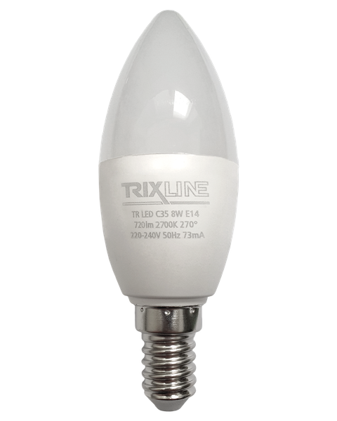 LED žiarovka Trixline 8W 720lm E14 C35 teplá biela