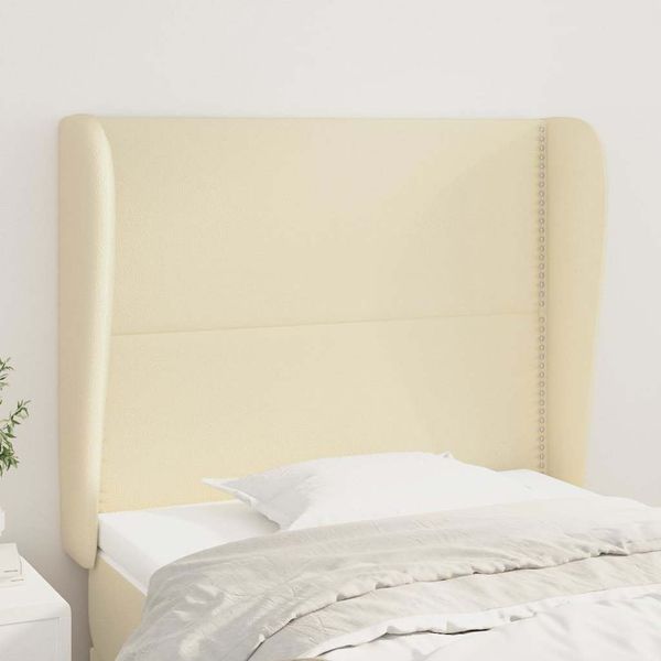 vidaXL Čelo postele so záhybmi krémový 93x23x118/128 cm umelá koža