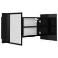 vidaXL LED kúpeľňová zrkadlová skrinka lesklá čierna 90x12x45 cm akryl