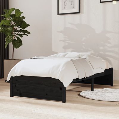 vidaXL Posteľný rám čierny drevený masív 75x190cm malé jednolôžko