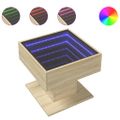vidaXL Konferenčný stolík s LED dub sonoma 50x50x45 cm kompozit. drevo