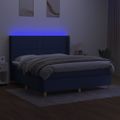 vidaXL Posteľ boxsping s matracom a LED modrá 160x200 cm látka