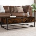 vidaXL Konferenčný stolík dymový dub 100x50x35 cm kompozit.drevo a kov