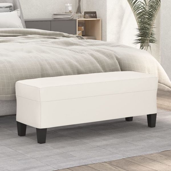 vidaXL Lavička krémová 100x35x41 cm umelá koža