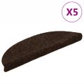 vidaXL Schodové rohože, samolepiace, 5 ks, 56x17x3 cm, hnedé, polkruhové
