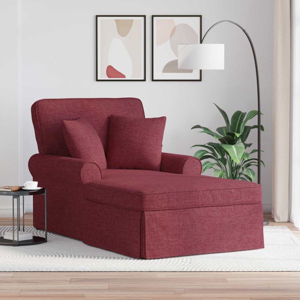 vidaXL Pufa s sukňou s vankúšom s vankúšom 3 pcs Víno červené látka