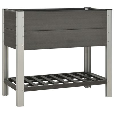 vidaXL Vyvýšený záhradný záhon s policou 100x50x90 cm WPC sivý