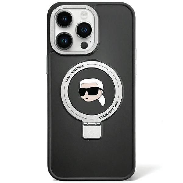 Karl Lagerfeld puzdro pre iPhone 15 6,1" KLHMP15SHMRSKHK čierne HC Magsafe Ringstand KH