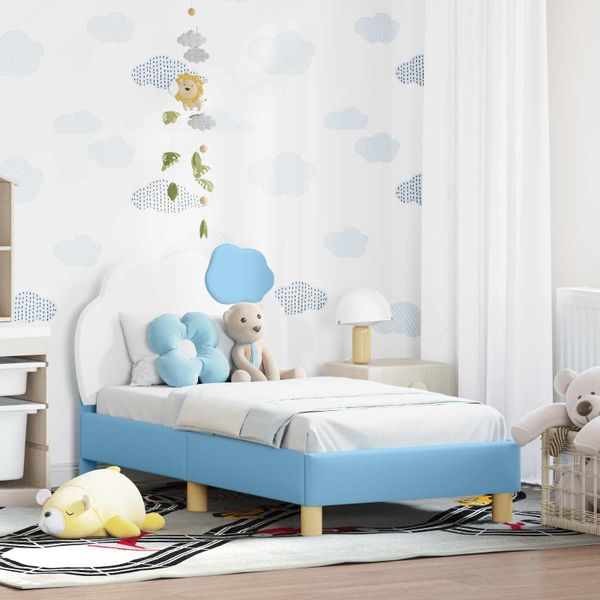 vidaXL Rám detskej postele s čelom Modrá 70 x 140 cm PU