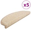 vidaXL Schodové rohože 5 ks 65x21x4 cm krémové, polkruhové, veľké