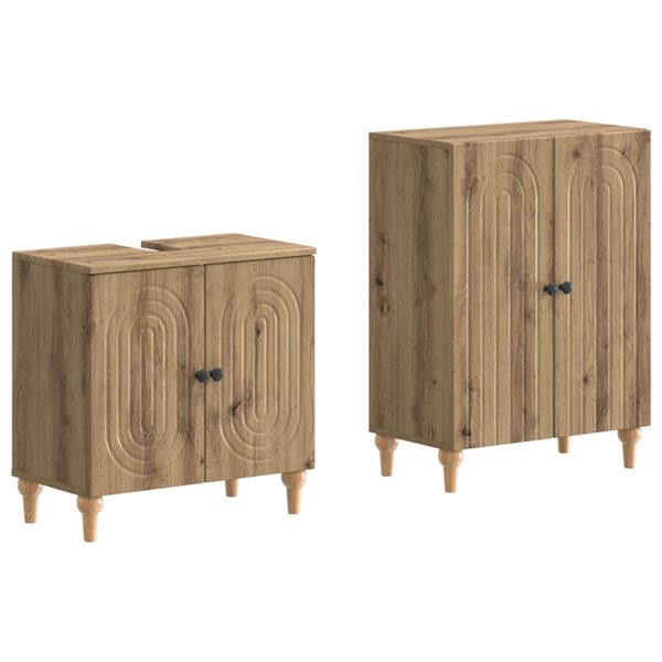 vidaXL Súprava kúpeľňových skríň v 2 kusoch ALKMAAR Dub artisan