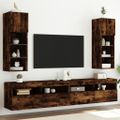 vidaXL TV skrinky s LED svetlami 2 ks dymový dub 30,5x30x90 cm