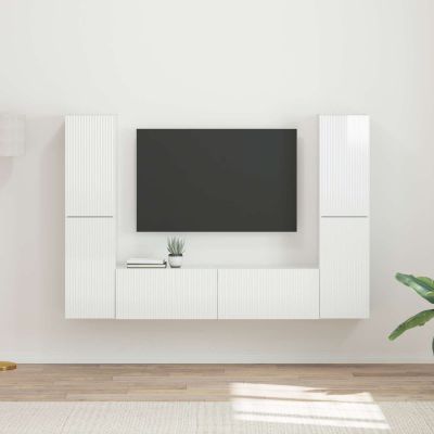 vidaXL Zostava TV skriniek 6 pcs Vysoký lesk bielej Kompozitné drevo