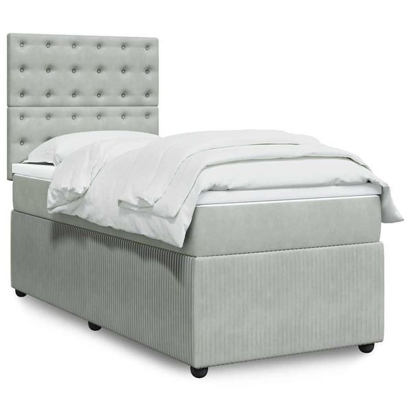 vidaXL Posteľný rám boxsping s matracom bledosivý 90x190 cm zamat