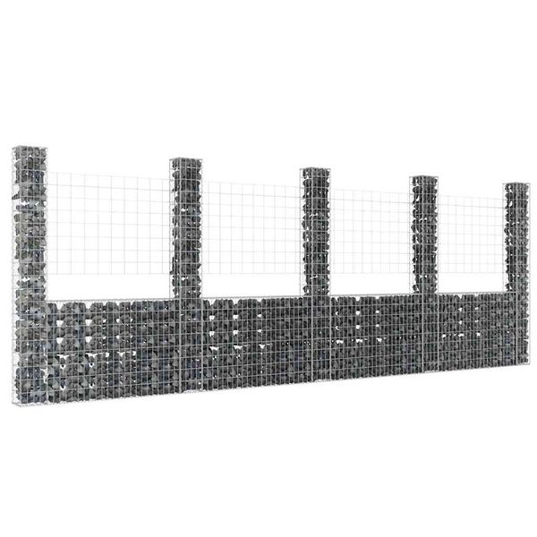 vidaXL Železný gabiónový kôš v tvare U s 5 stĺpmi 500x20x200 cm