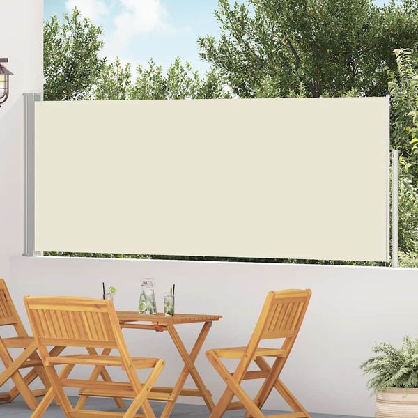 vidaXL Zaťahovacia bočná markíza na terasu 120x500 cm, krémová
