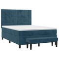 vidaXL Posteľný rám boxsping s matracom tmavomodrý 140x190 cm zamat