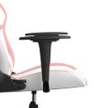vidaXL Masážna herná stolička biela a ružová umelá koža