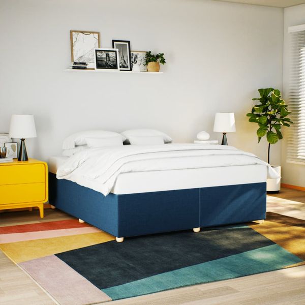vidaXL Posteľ bez matraca modrá 200x200 cm látka