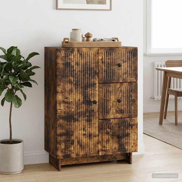 vidaXL Servírovacia skriňa so zásuvkou Dymový dub 66 x 34,5 x 90 cm