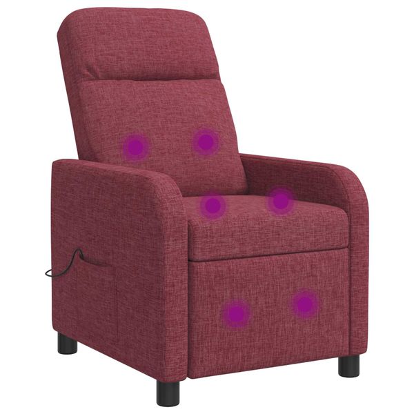 vidaXL Masážne relaxačné kreslo Víno červené Látka