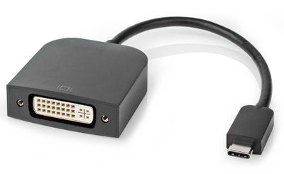 NEDIS kabelový adaptér USB 3.2 Gen 1 / USB-C zástrčka - DVI-D 24+1 zásuvka / kulatý / čierny / 20 cm Adaptér, USB 3.2 Gen1 typ C (M) na DVI-D 24+1 (F), kulatý, čierny, 20 cm