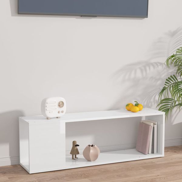 vidaXL TV skrinka, lesklá biela 100x24x32 cm, kompozitné drevo