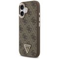 Guess Case Magsafe 4G PU kožené puzdro s trojuholníkovým logom a zlatým kovovým rámom fotoaparátu pre iPhone 17 Čierna