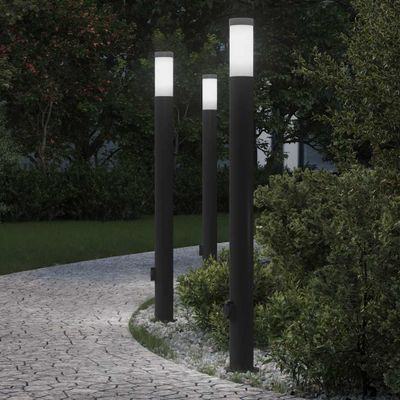 vidaXL Stĺpikové svetlá so zásuvkou 3 ks 110 cm nehrdzavejúca oceľ IP44
