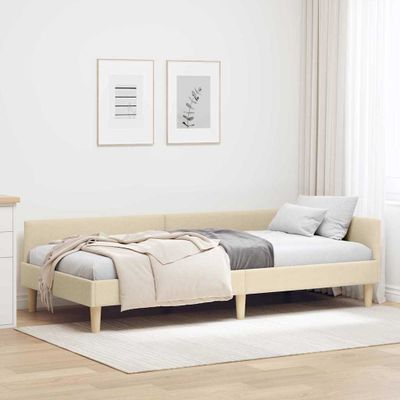 vidaXL Rohový rám postele Krémová 80 x 200 cm látka