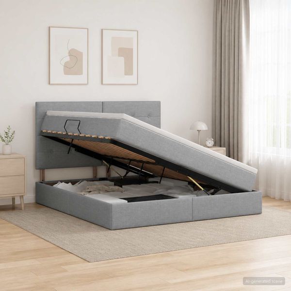 vidaXL Postel s úložným prostorem a matrací Svetlosivá 140 x 200 cm