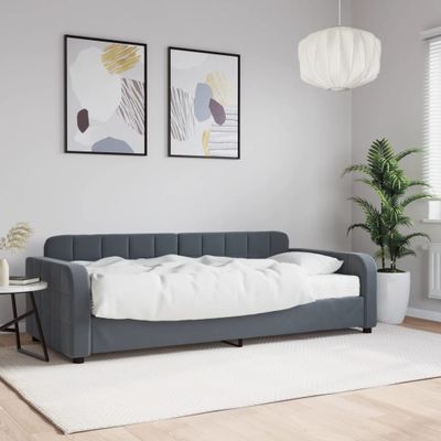 vidaXL Denná posteľ s matracom tmavosivá 90x190 cm zamat