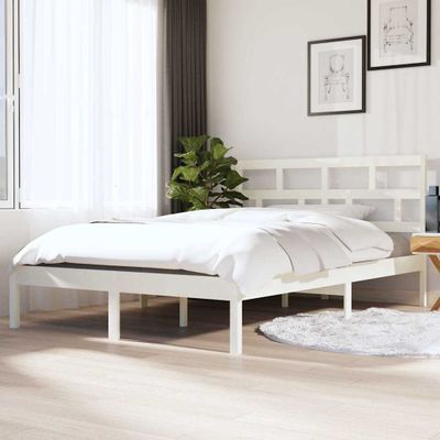 vidaXL Posteľný rám biely 135x190 cm dvojlôžko masívne drevo
