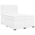 vidaXL Boxspring posteľ s matracom biela 160x200 cm umelá koža