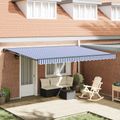 vidaXL Rám markízy Modrá a biela 450 × 300 cm Polyester s PU povrchom