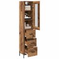 vidaXL Highboard Staré drevo 34,5 x 34 x 180 cm Kompozitné drevo