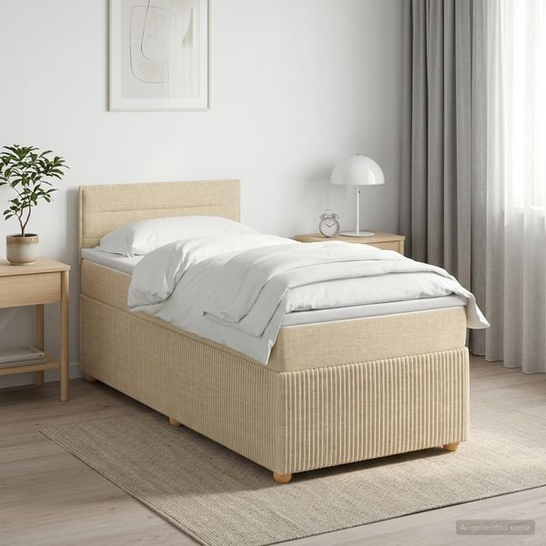 vidaXL Posteľ boxspring s matracom Krémová 100 x 200 cm Látka