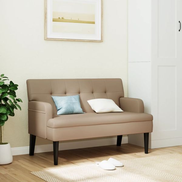 vidaXL Lavička s operadlom kapučínová 112x65,5x75 cm umelá koža