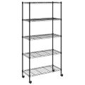 vidaXL Regál s 5 policami na kolieskach 75x35x155 cm čierny 250 kg