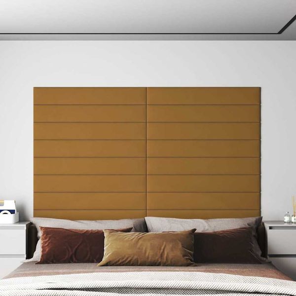 vidaXL Nástenné panely 12 ks hnedé 90x15 cm zamat 1,62 m²