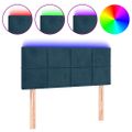 vidaXL Čelo postele s LED tmavomodrá 90x5x78/88 cm zamat