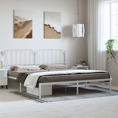 vidaXL Kovový rám postele s čelom biely 193x203 cm