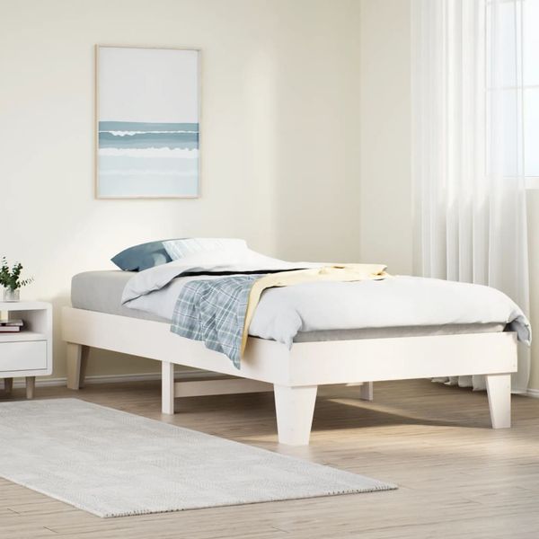 vidaXL Posteľ bez matraca biela 100x200 cm borovicový masív
