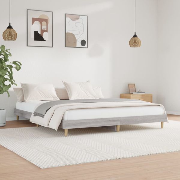 vidaXL Posteľný rám sivý dub sonoma 200x200 cm kompozitné drevo